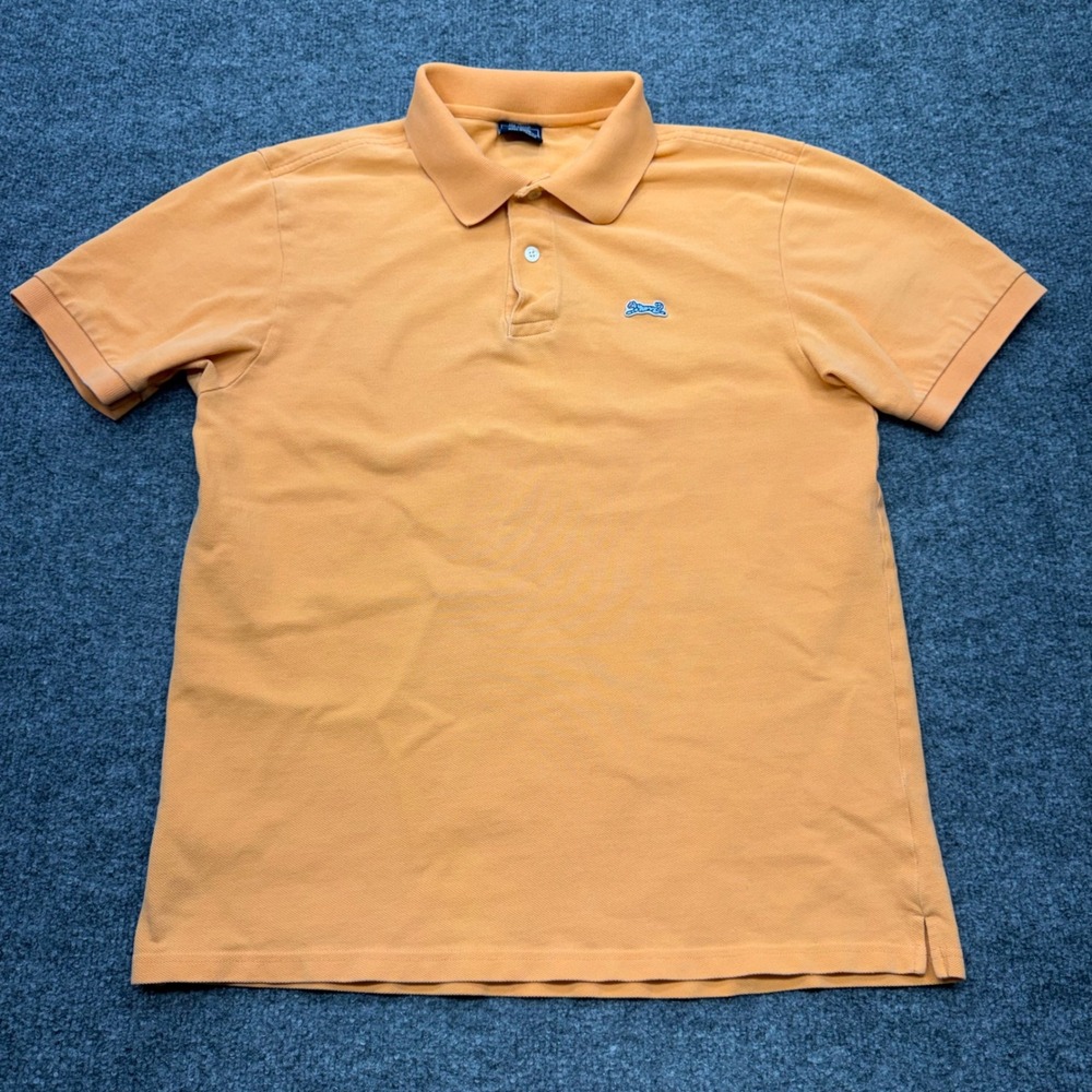 Le Tigre Mens Orange Pique Polo Shirt Short Sleeve Embroidered Logo Size M